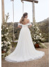 Ivory Lace Tulle Slit Wedding Dress With Removable Straps